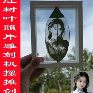 树叶激光雕刻切割机叶雕布料皮革木板小型自动摆摊叶子打照片机器