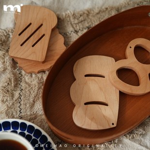 ins樱桃木咖啡茶杯垫隔热垫实木杯托厨房餐桌垫家用创意防烫杯垫
