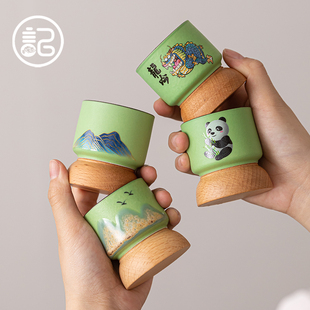 榉木垫 记今朝 茶杯功夫茶具主人杯陶瓷品茗杯单杯情侣对杯