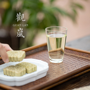 透明手工玻璃茶杯加厚耐热品茗杯家用简约主人杯绿茶单杯 观岚中式