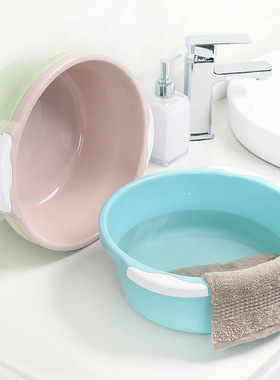 脸盆家用大号加厚加深圆形洗脸盆洗菜盆学生宿舍用洗脚盆塑料小号