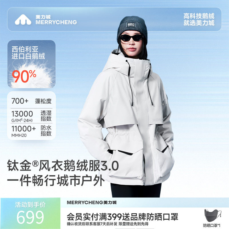 美力城羽绒服时尚短款收腰修身风衣鹅绒服保暖加厚立领外套135实拍图 商品