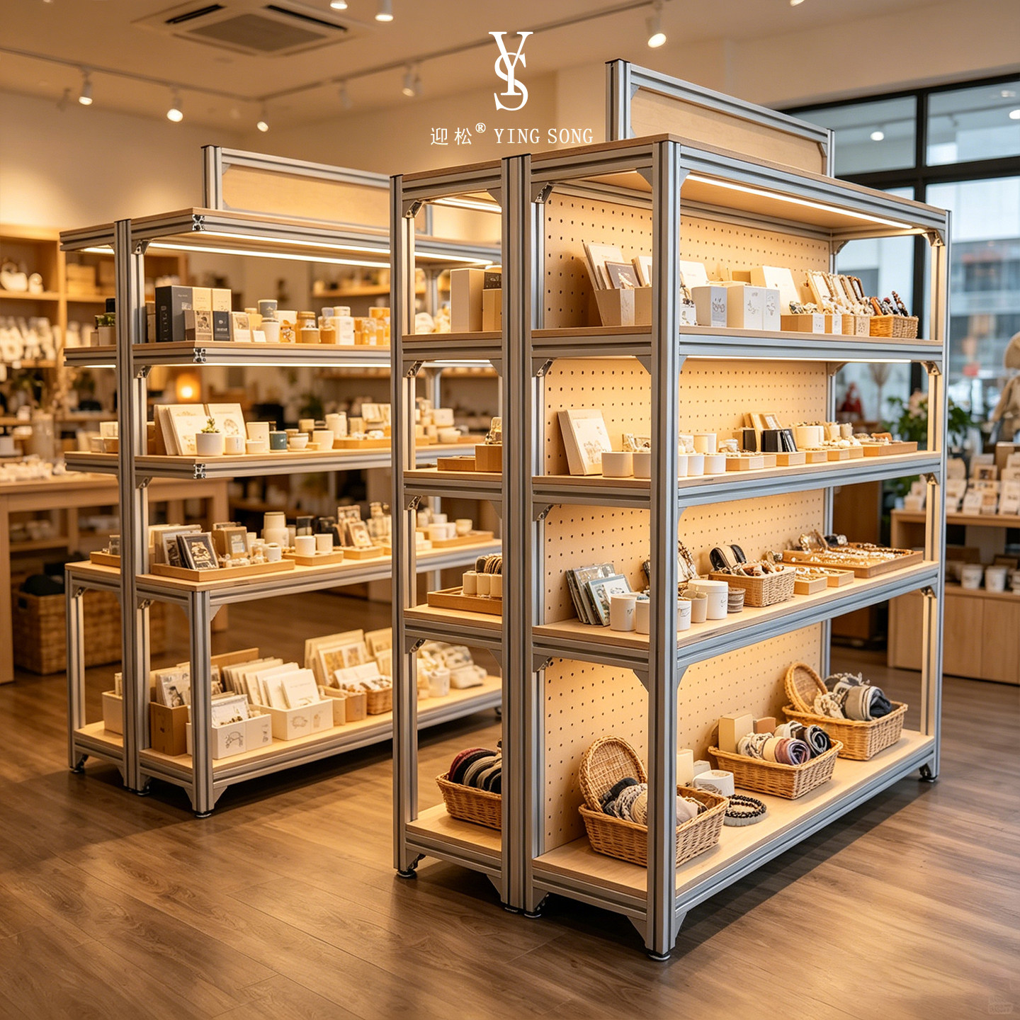 多层铝型材展示架商用家用多功能储物置物架落地式陈列柜收纳架