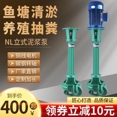 立式泥浆泵抽粪污水泵380伏鱼塘清淤泥浆抽沙切割液下泵大流量