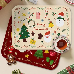 圣诞节日皮革西餐垫网红氛围隔热防水防油碗垫子餐具垫家用餐桌垫