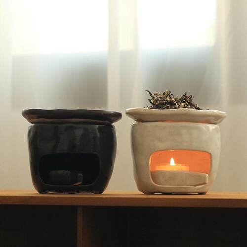粉引烤茶炉焙茶炉茶叶提香炉 蜡烛烘茶醒茶恒温炉可干烧