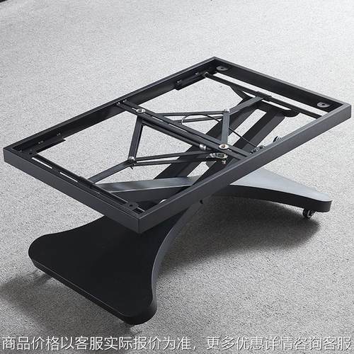 实木玻璃岩板升降茶几餐桌两用支架小户型一体式整装可移动带轮