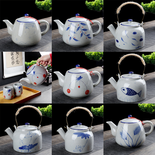 大号功夫茶壶饭店家用陶瓷茶具把手壶过滤办公单个茶水分离泡茶器