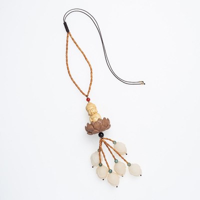 手工编织桃木莲黄杨木佛汽车后视镜挂件车内吊饰一路平安装饰品