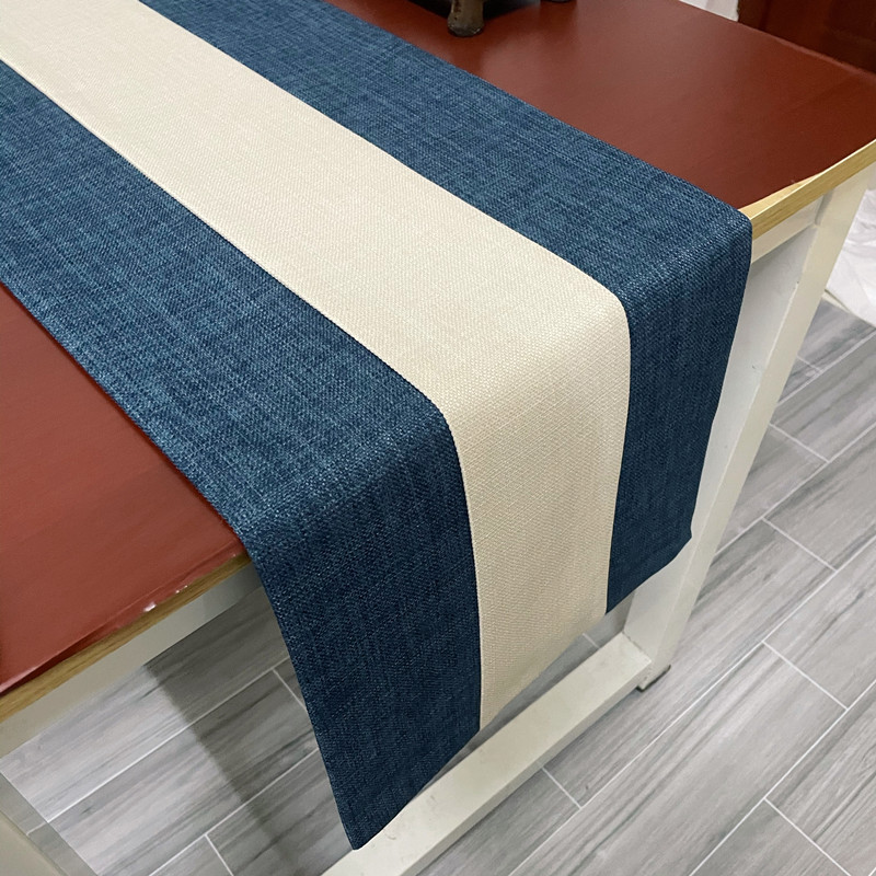 中国风纯色棉麻茶宴桌旗斯堪的纳维亚加粗现代简约餐桌旗布咖啡桌