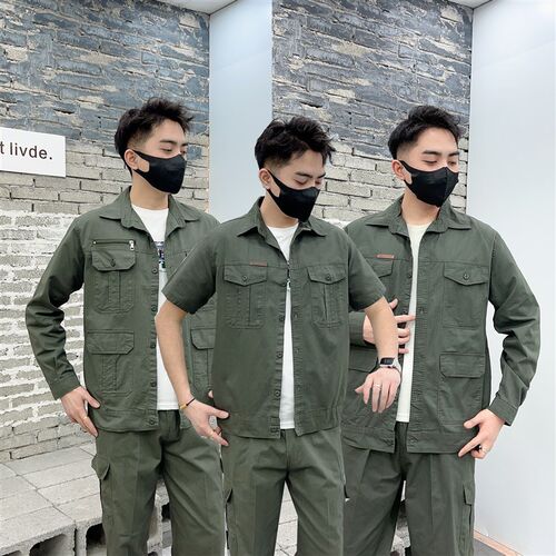 夏季薄款工作服套装男单长袖工厂车间耐磨耐穿电焊工装劳保