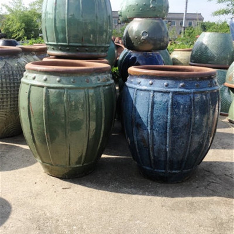 老式粗陶罐陶缸园林景观布景种植陶罐大号土陶缸陶瓷花盆花钵58