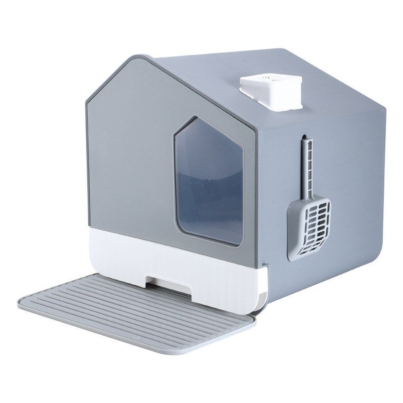 塑料大空间猫砂盆双向活动门隔绝臭味清理方便PP猫砂盆宠物用品