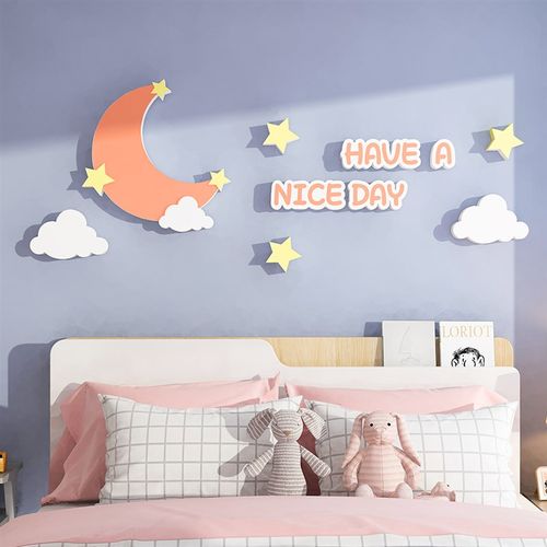儿童房装饰布置背景墙立体贴纸遮丑补洞公主房女孩卧室墙面装饰品