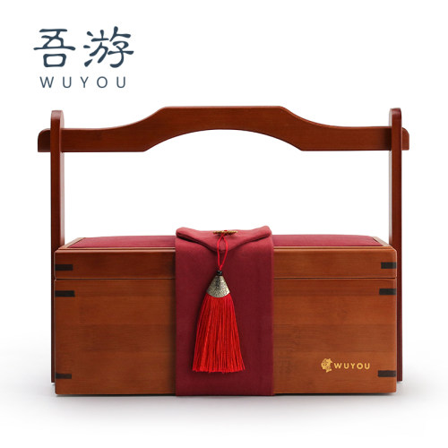 吾游 结婚礼金箱陪嫁箱高颜值竹箱收纳箱喜庆彩礼盒中式订婚用品
