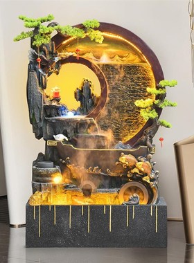 水幕墙屏风假山喷泉流水墙摆件鱼缸中式客厅公司酒店玄关家居造景
