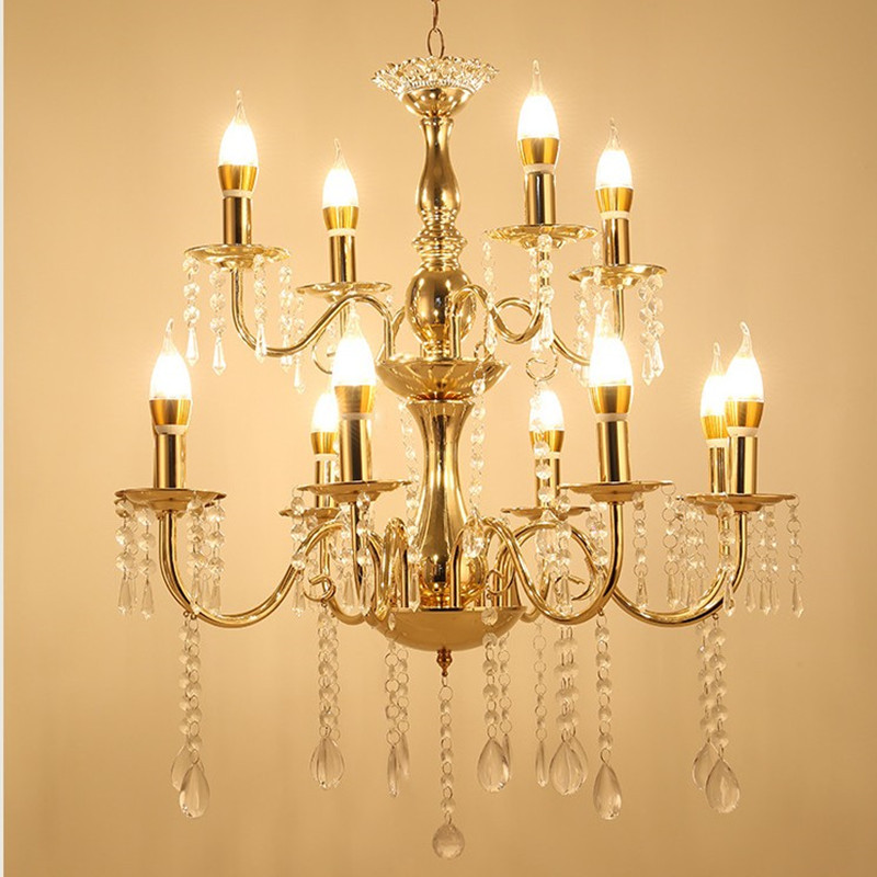 新款婚庆道具单层双层铁艺水晶吊灯婚礼堂吊顶装饰道具T台布置路