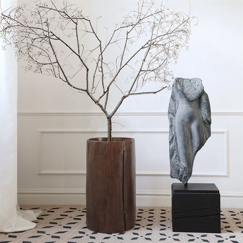 侘寂风绿植落地花器实木拼接桶客厅植物桶民宿装饰摆件度假大花缸,家居饰品,落地摆件,淘宝优惠券,粉丝福利购,淘宝优惠卷