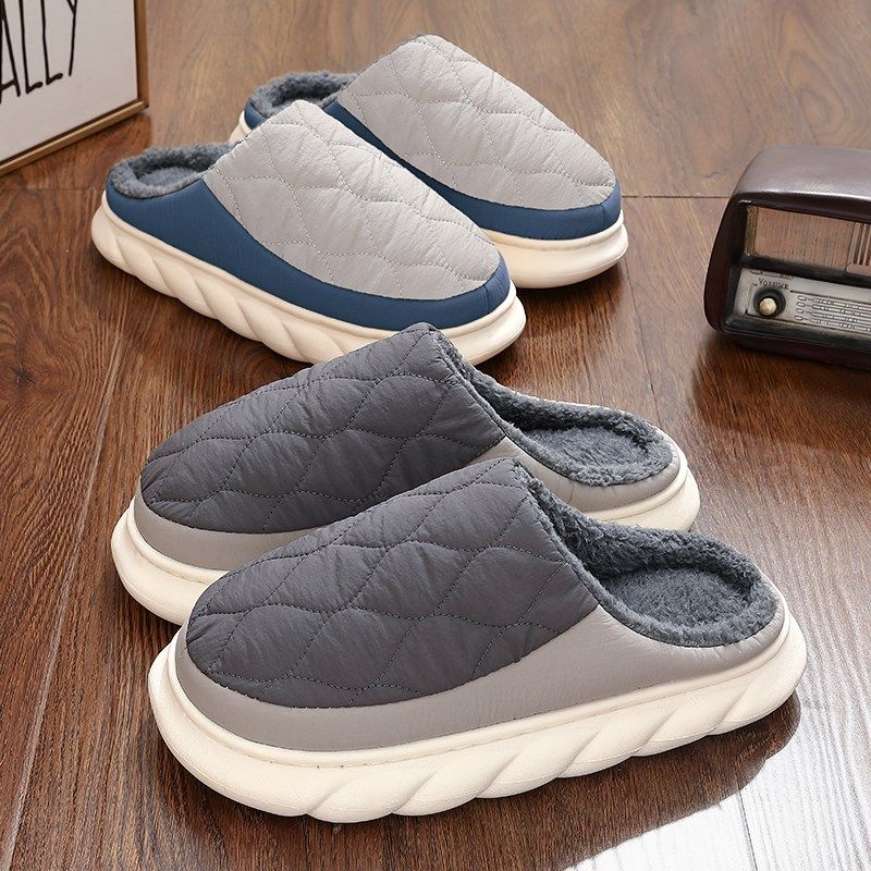 棉拖鞋男士冬季2024新款室内家居防滑厚底羽绒防水不臭脚男款棉拖