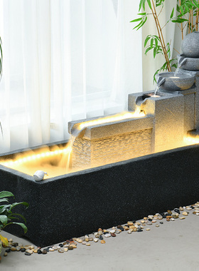 现代简约圆球流水喷泉摆件酒店大堂鱼池落地装饰招财水景送礼摆设