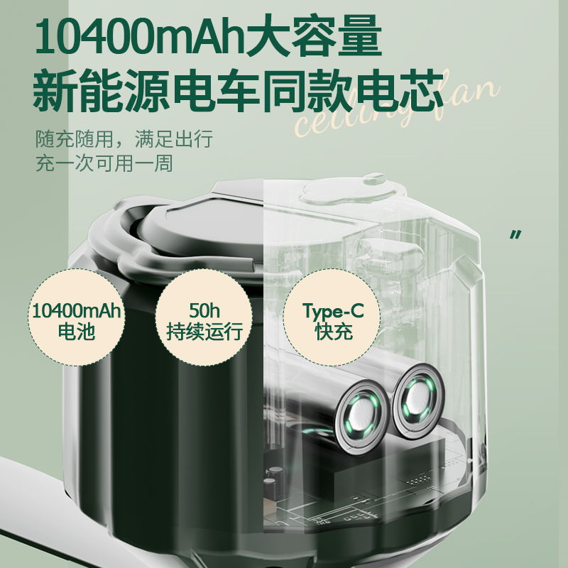 充电小吊扇床上静l音便携式小型学生宿舍蚊帐户外帐篷露营电风扇