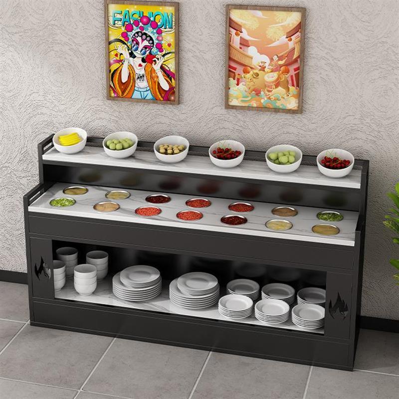 火锅店调料台商用自助小料蘸酱台麻辣烫串串香凉菜展示柜配餐桌子