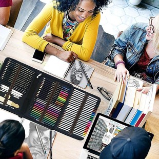 zzoneart彩色金属铅笔儿童礼物水溶性彩铅炭画笔专业画画手绘素描