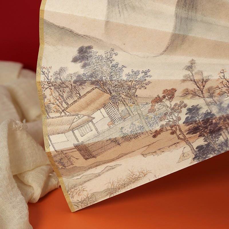 古风汉服中国风古画拍照礼品扇子千里江山图扇子宣纸绢布折扇