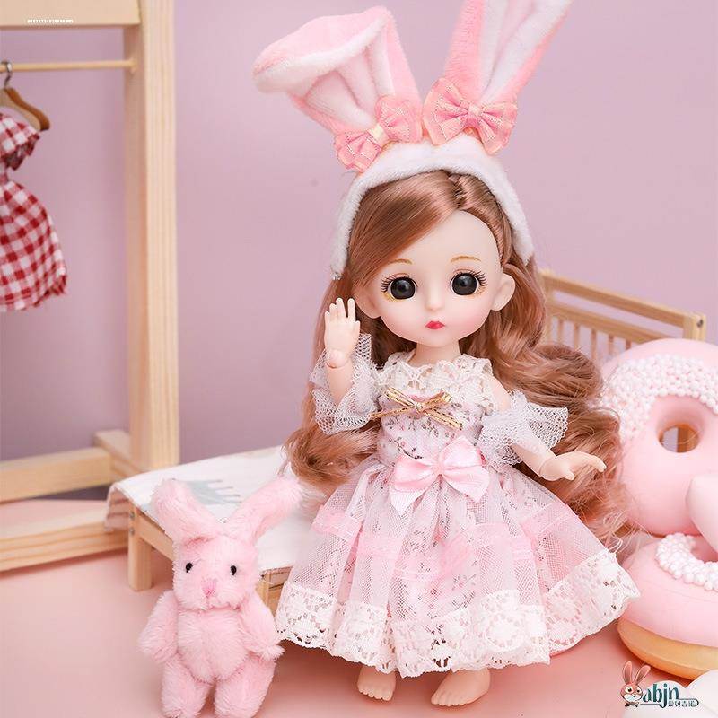 16厘米彤芭乐比爱莎公主女孩玩具迷你小号白雪儿童仿真洋娃娃套装