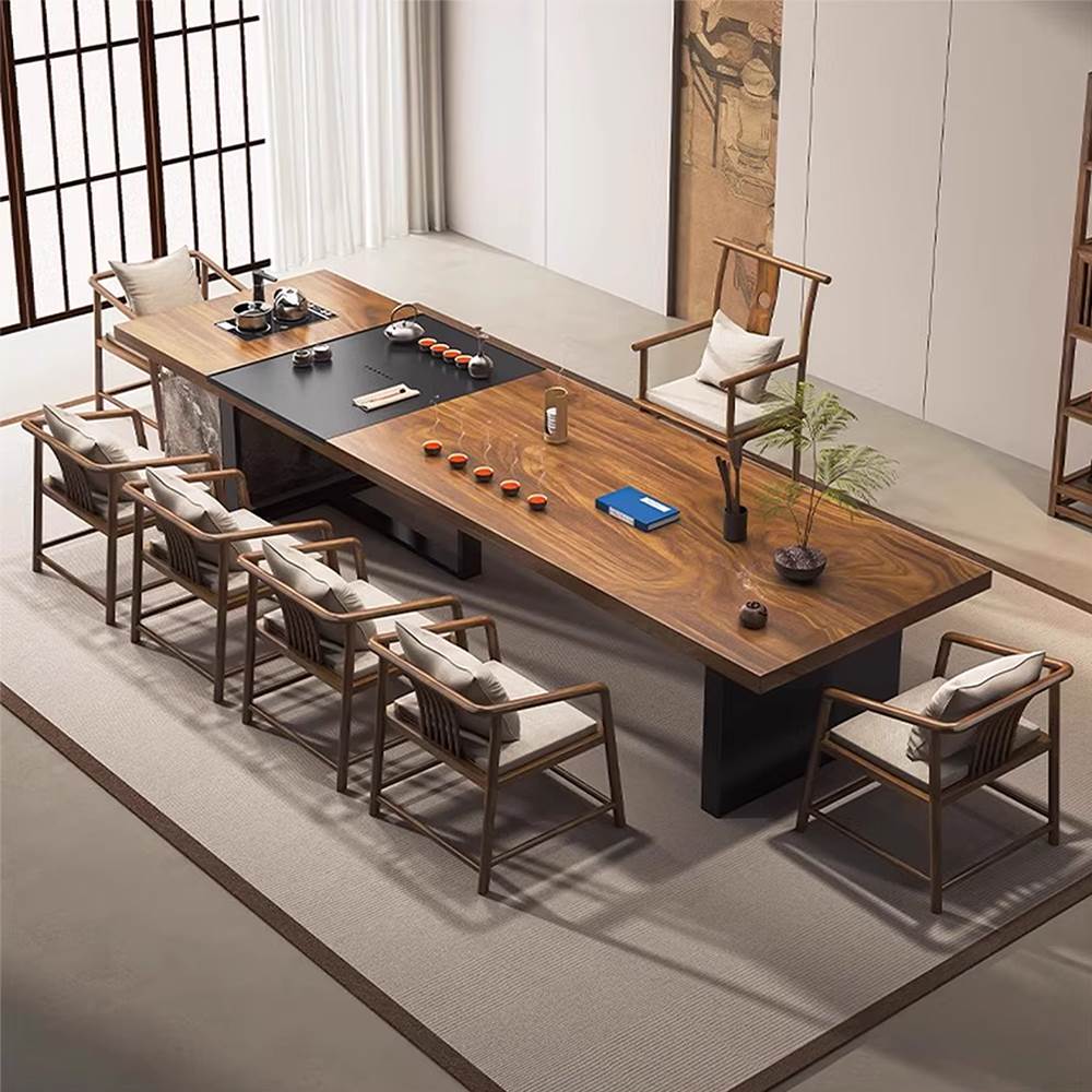 威来亚胡桃木大板实木茶桌椅组合办公室茶台家用禅意茶桌2025新款