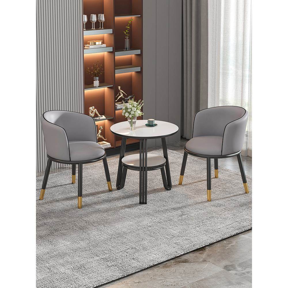 阳台接待洽谈一桌两椅组合休闲椅子茶桌简约奶茶店小圆桌椅三件套