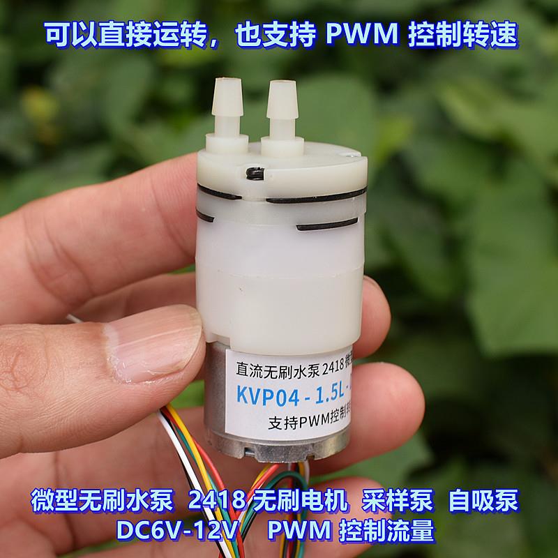 微型无刷水泵 2418 无刷电机 采样泵 自吸泵 DC12V PWM 控制流量