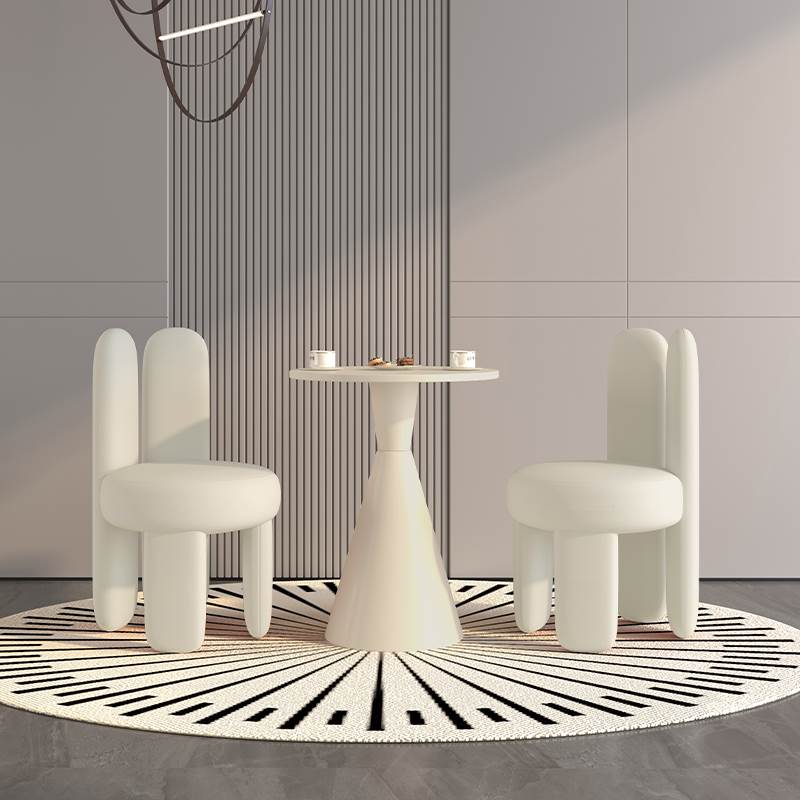 奶油风休闲会客茶桌椅子奶茶店接待单人沙发椅美容院洽谈桌椅组合