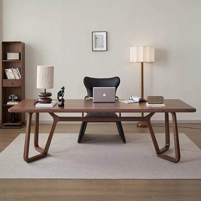 新中式北美黑胡桃木大板实木茶桌茶台禅意茶室客厅办公室原木书桌