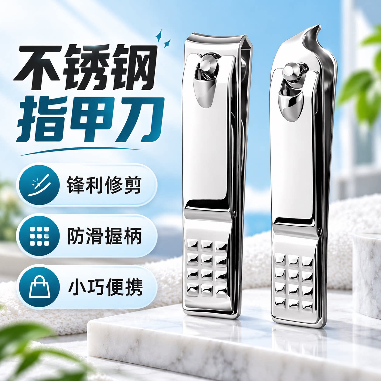 指甲剪钳子尖嘴修脚套装修甲美甲工具大斜口加长单个装指甲刀家用