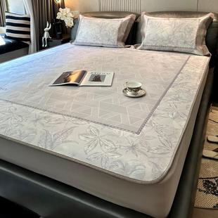 复古风轻奢花卉冰丝凉席三件套可水洗空调席床笠款 1.5m 1.8米夏季