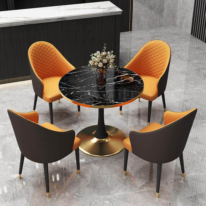 简约现代售楼处会客洽谈桌椅轻奢岩板商务休闲阳台办公接待小圆桌