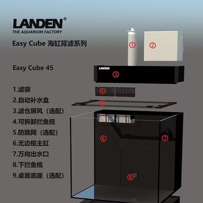 【新款】蓝甸背滤海水缸超白鱼缸桌面水族箱小海缸水母缸小丑鱼缸