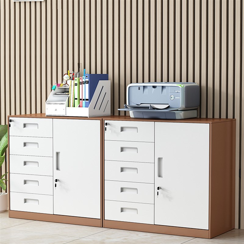 办公室文件柜铁皮柜家用矮柜落地抽屉储物柜带锁钢制收纳杂物柜子