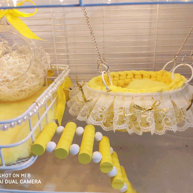 仓鼠编织吊篮蜜袋鼯吊床金丝熊秋千刺猬摇篮窝仓鼠用品基础笼平台