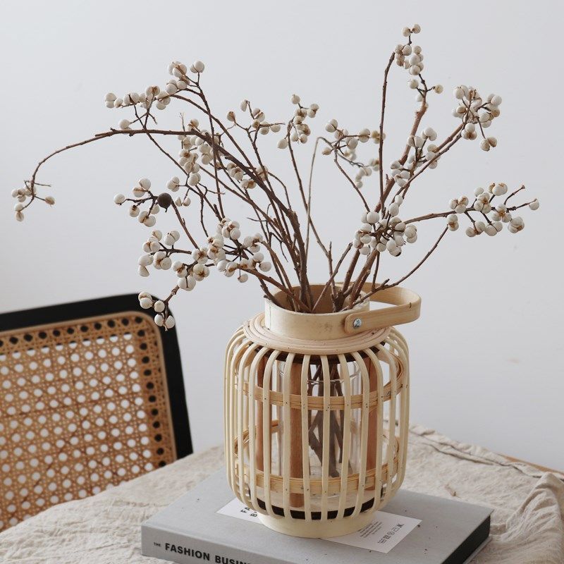 WIHO 灯笼竹编瓶器法式现代民宿样板间博古架家居装饰