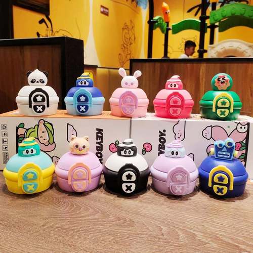 原装双饮盖公仔儿童保温杯杯盖配件通用杯盖子带吸嘴直饮盖防漏水