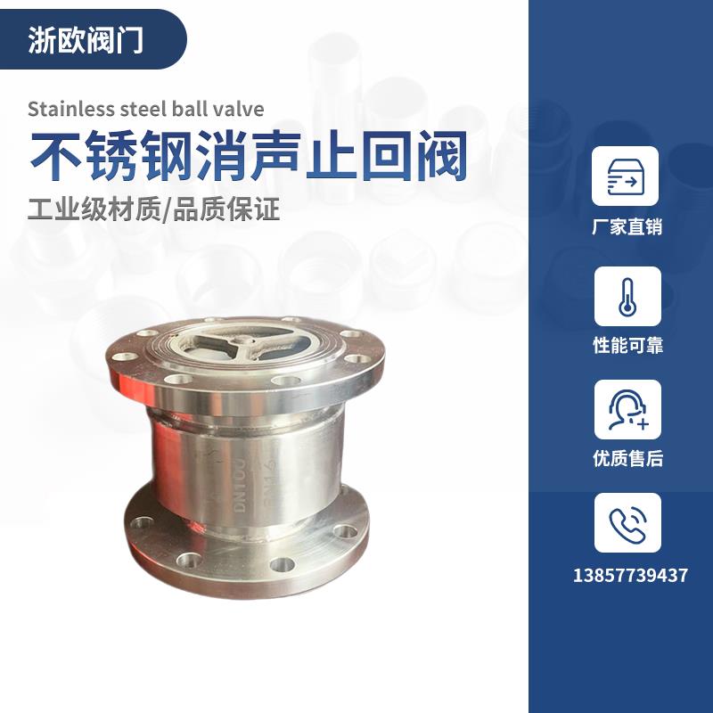 304不锈钢法兰消声止回阀HC41X-16P静音单向逆止阀无负压供水设备