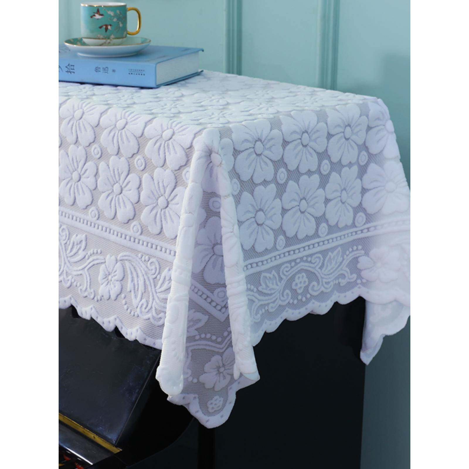 新款白色钢琴罩蕾丝加厚防尘罩电子钢琴半罩盖布简约现代琴罩盖巾