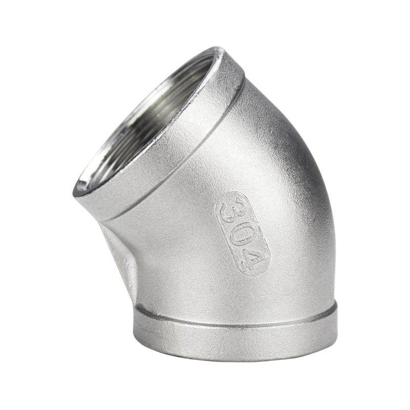 201/304不锈钢铸造45度内丝内牙弯头316L内螺纹丝扣水管配件4 6分