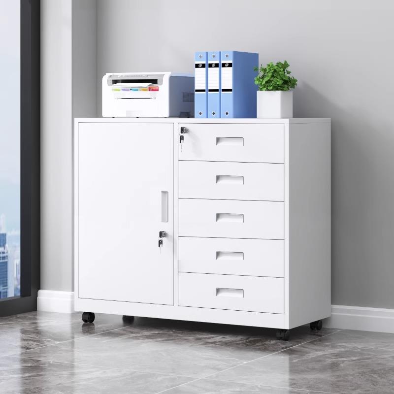 办公室矮柜铁皮文件柜桌下活动资料柜打印机置物柜带锁抽屉储物柜