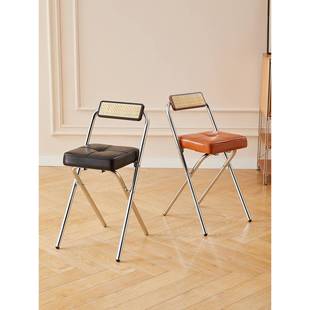 藤编吧台椅高椅极有家中古家用新款软包酒吧椅折叠高脚凳子靠背椅