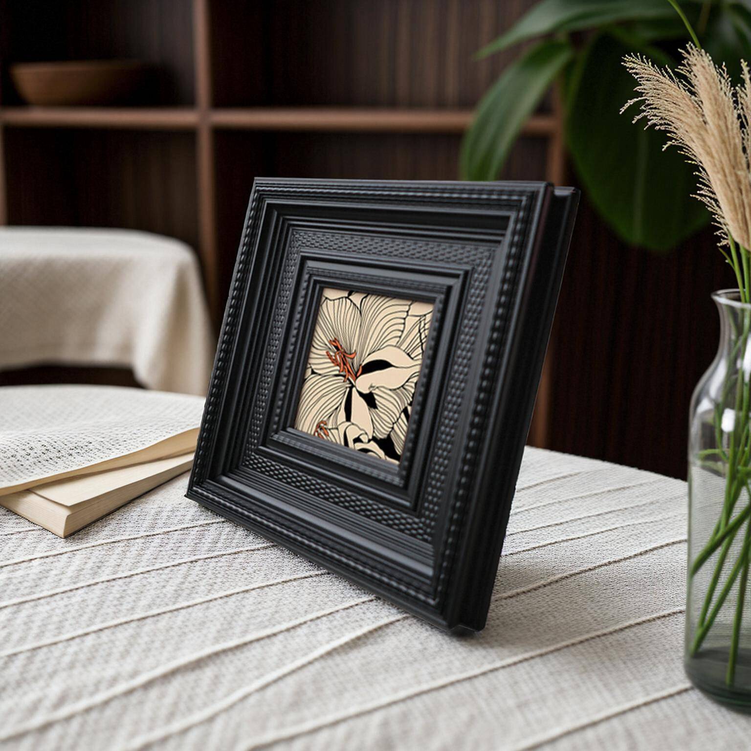 画框法式中古复古小众高级感黑色相框油画水彩画宽边画框