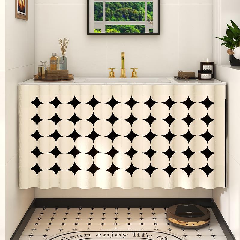 浴室卫生间洗手台遮挡帘防水洗漱台柜子挡水帘厨房杂物橱柜遮丑帘