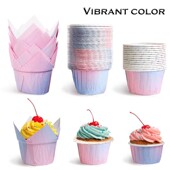 郁金香渐变色花边马芬蛋糕杯子耐高温防油淋膜梦幻星空麦芬纸托